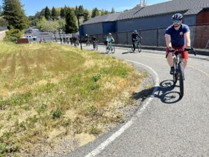 Bikers riding in Marin